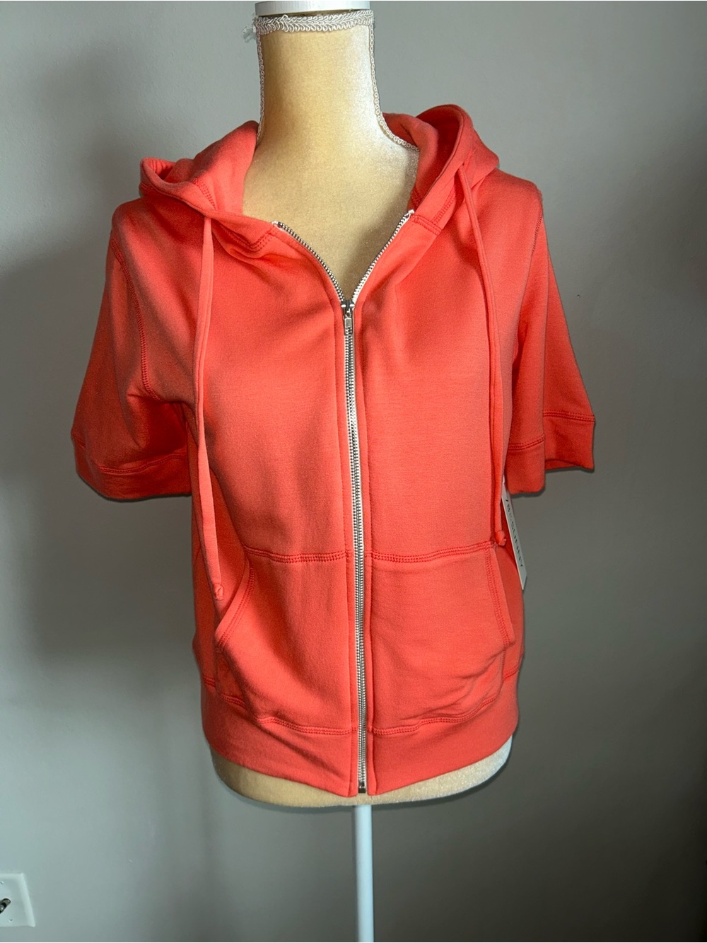 NWT 78&Sunny Coral Zip-Up Short Sleeve Hoodie Sz M